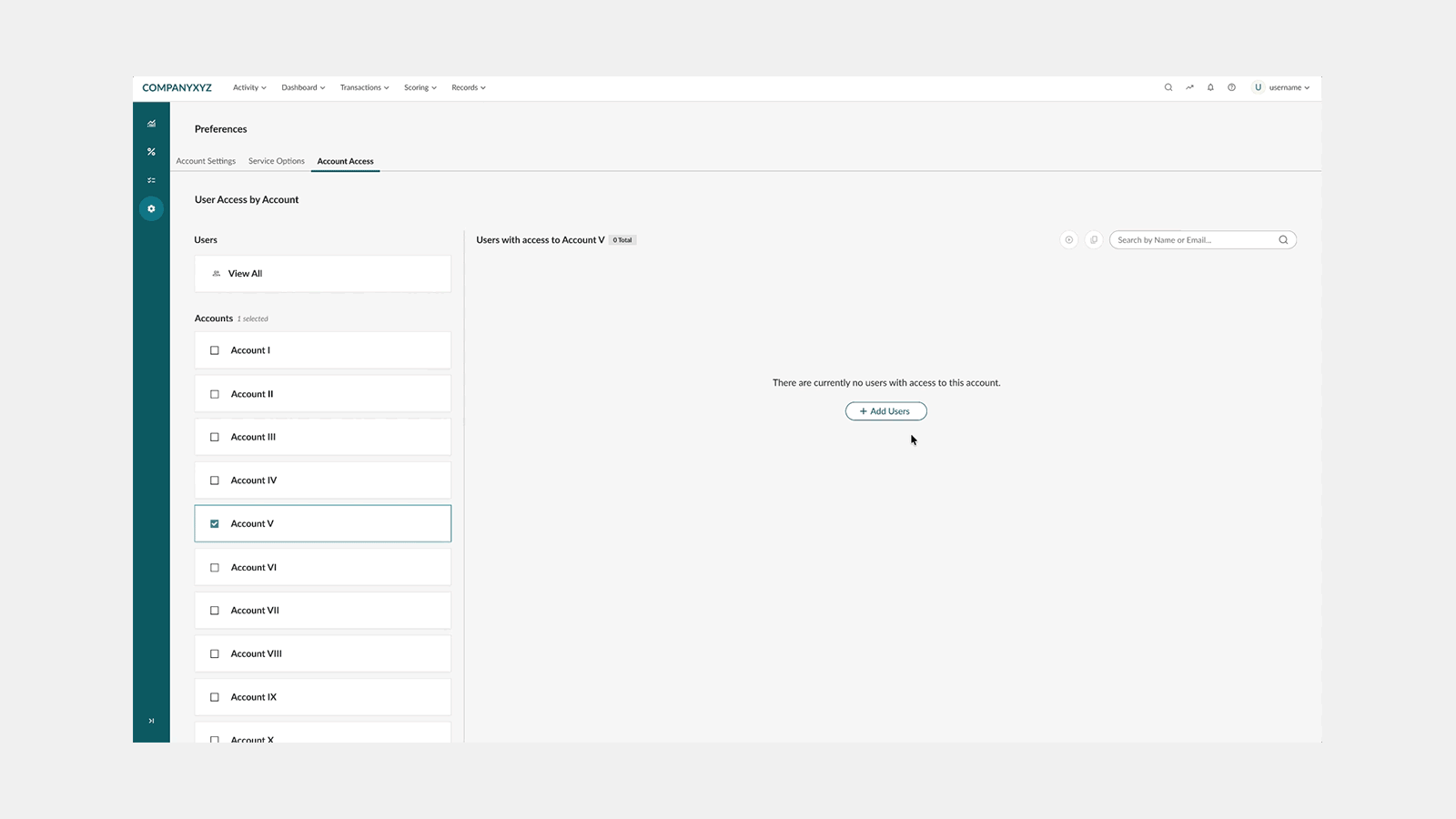 Animated demo of adding users to an empty account by importing them from another account's existing access list